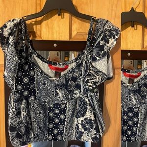 Hot Kiss Blue and White Crop top and pant set